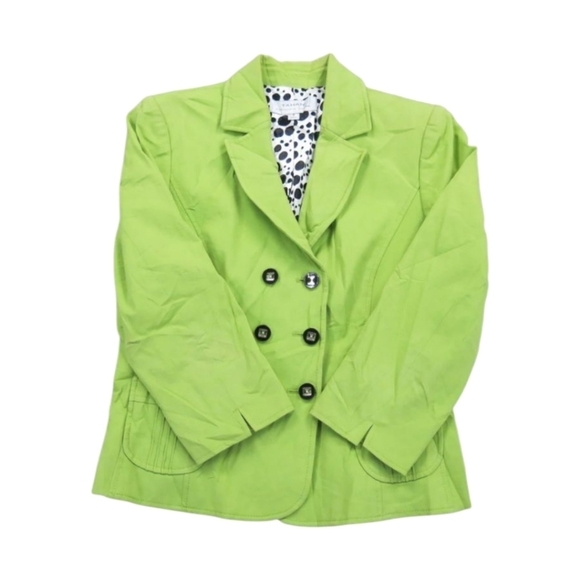 Green Cropped Double Breasted Old Money Cropped Office Siren Blazer sz 14P - Picture 6 of 10